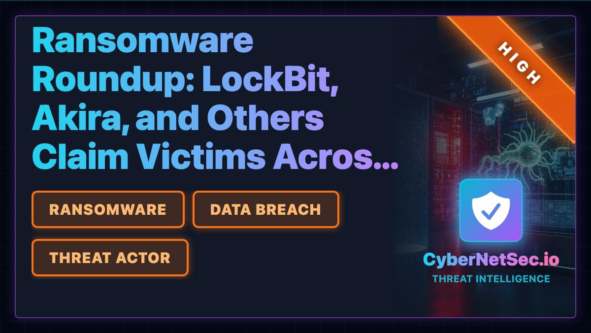 Ransomware Roundup: LockBit, Akira, and Others Claim Victims Across Multiple Sectors
