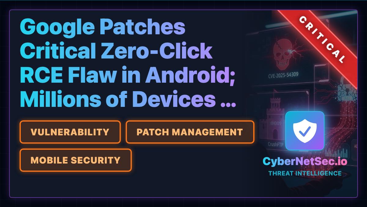 Google Patches Critical Zero-Click RCE Flaw in Andro... - CyberNetSec.io
